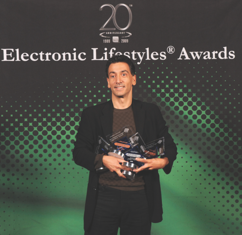 david frangioni, childhood, electronic lifestyle awards, awards, drumming, escapism, drum, holding awards